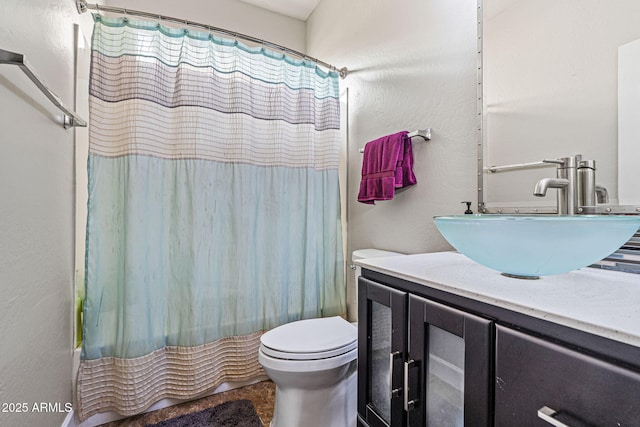 6245 W Maya Dr, Phoenix, AZ 85083 - bathroom with toilet, vanity, and shower / bath combo with shower curtain