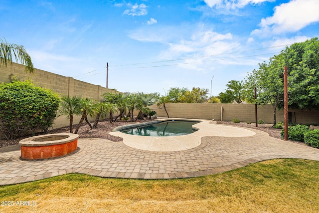 6245 W Maya Dr, Phoenix, AZ 85083 - view of pool featuring a fire pit, a patio area, and a fenced backyard