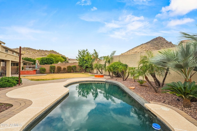 6245 W Maya Dr, Phoenix, AZ 85083 - view of pool with a fenced backyard, a mountain view, and a patio