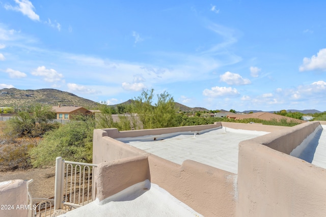 view of swimming pool featuring a mountain view