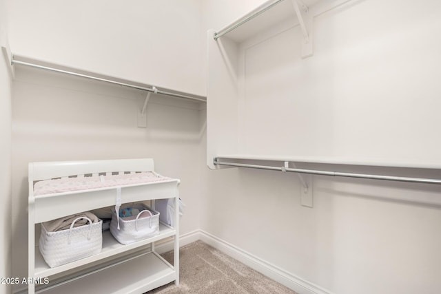 spacious closet with carpet flooring