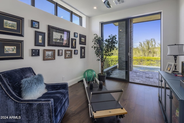 sitting room featuring dark hardwood / wood-style floors