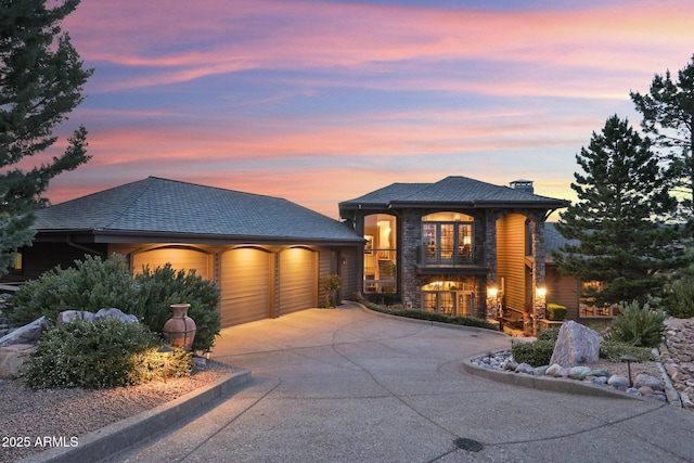 2800 E Morning Glory Cir, Payson, AZ 85541 - view of front facade with concrete driveway, a garage, and stone siding