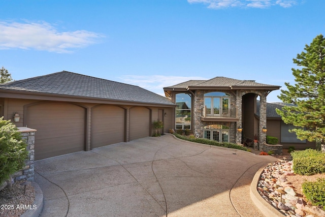 2800 E Morning Glory Cir, Payson, AZ 85541 - view of front of property with stone siding, a garage, and concrete driveway