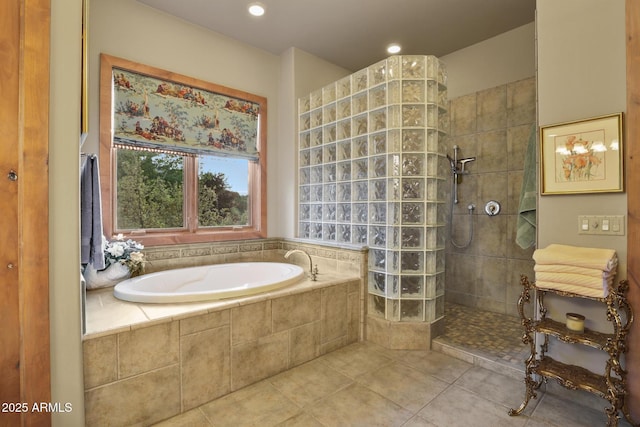 2800 E Morning Glory Cir, Payson, AZ 85541 - full bath with a bath, walk in shower, tile patterned flooring, and recessed lighting