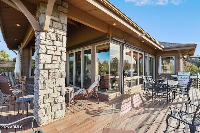 2800 E Morning Glory Cir, Payson, AZ 85541 - wooden deck featuring a grill and outdoor dining area