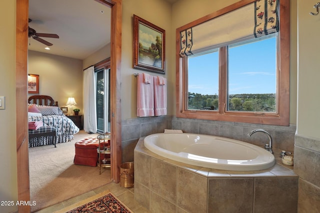 2800 E Morning Glory Cir, Payson, AZ 85541 - ensuite bathroom with a garden tub, a ceiling fan, and recessed lighting