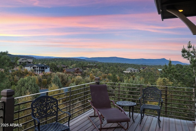 2800 E Morning Glory Cir, Payson, AZ 85541 - deck at dusk featuring a mountain view