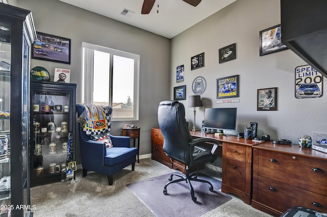 6215 E Sefton Dr, Prescott Valley, AZ 86314 - office space featuring baseboards, carpet floors, ceiling fan, and visible vents