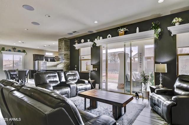 6215 E Sefton Dr, Prescott Valley, AZ 86314 - living room featuring visible vents and recessed lighting