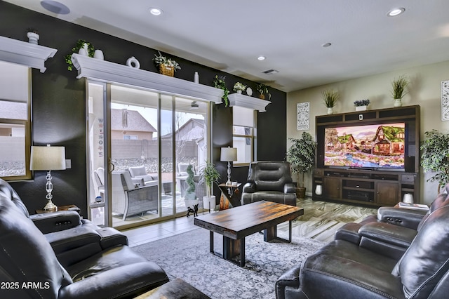6215 E Sefton Dr, Prescott Valley, AZ 86314 - living room featuring visible vents and recessed lighting