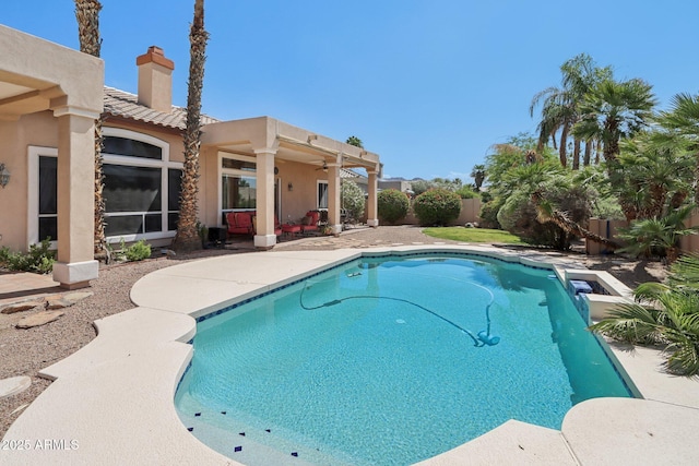12183 E Mercer Ln, Scottsdale, AZ 85259 - view of pool with a patio, a fenced backyard, and ceiling fan