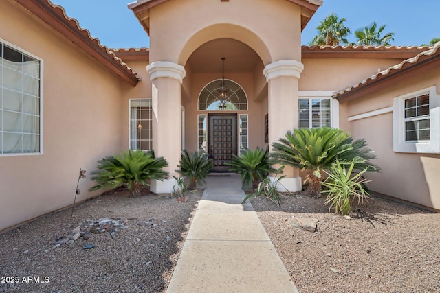 12183 E Mercer Ln, Scottsdale, AZ 85259 - entrance to property featuring stucco siding and a tile roof