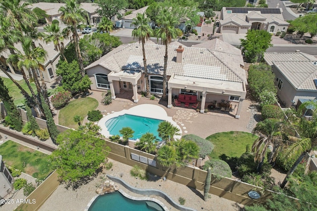 12183 E Mercer Ln, Scottsdale, AZ 85259 - aerial perspective of suburban area featuring a pool area