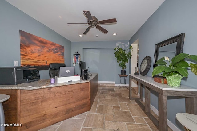 home office featuring ceiling fan