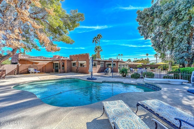 view of pool featuring a patio