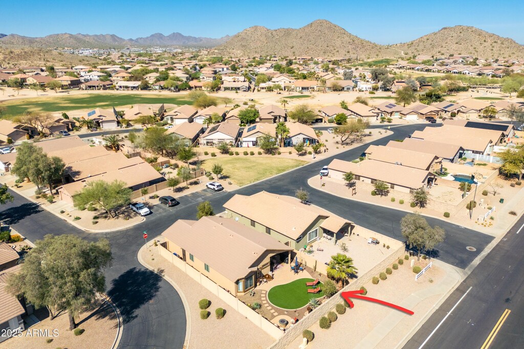 31013 N Claridge Cir, San Tan Valley, AZ 85143 - bird's eye view featuring a residential view and a mountain view