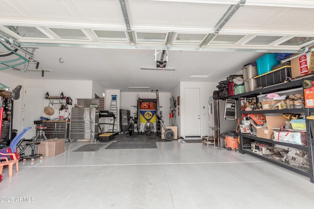 garage with a garage door opener