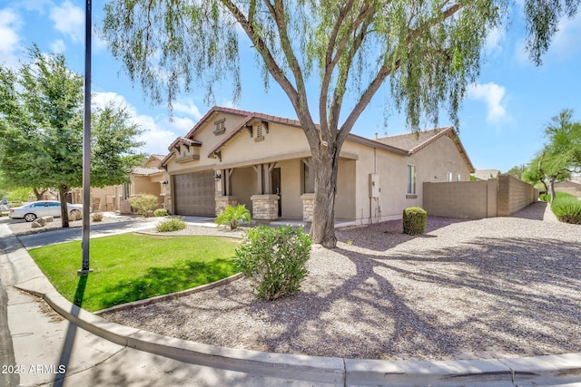 209 E Diamond Trl, San Tan Valley, AZ 85143 - mediterranean / spanish home with stucco siding, driveway, a garage, and a tile roof