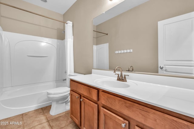 209 E Diamond Trl, San Tan Valley, AZ 85143 - full bath with vanity, shower / bath combo, toilet, and tile patterned floors