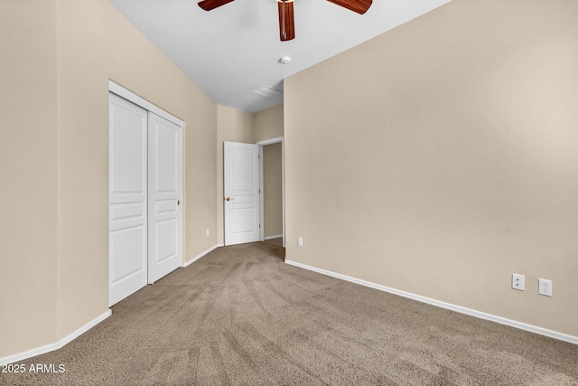 209 E Diamond Trl, San Tan Valley, AZ 85143 - unfurnished bedroom with carpet, baseboards, a closet, and ceiling fan