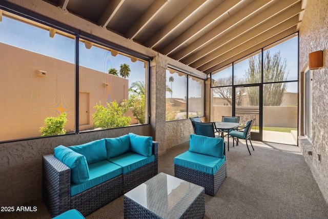 18548 E Parada Cir, Rio Verde, AZ 85263 - sunroom / solarium featuring an outdoor living space and outdoor dining area