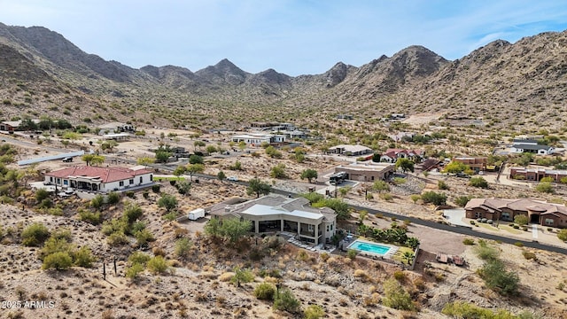 aerial view with a mountain view