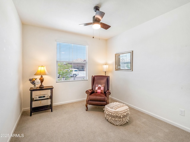 7648 S Thimble Peak, Gold Canyon, AZ 85118 - sitting room with a ceiling fan, carpet, and baseboards