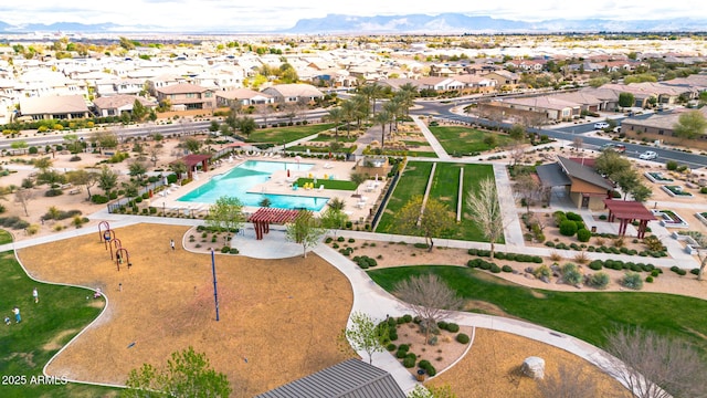 bird's eye view with a residential view