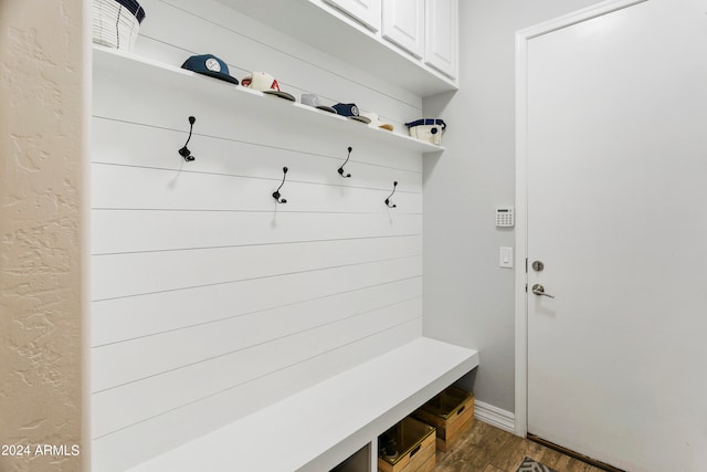 mudroom with dark hardwood / wood-style flooring