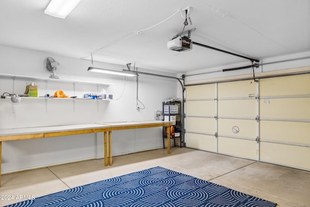 garage with a garage door opener