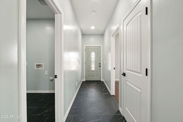 entryway with visible vents and baseboards