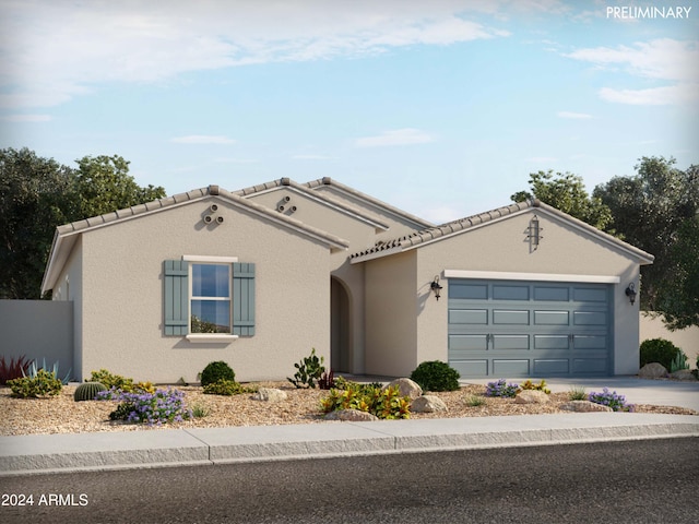 view of front facade featuring a garage