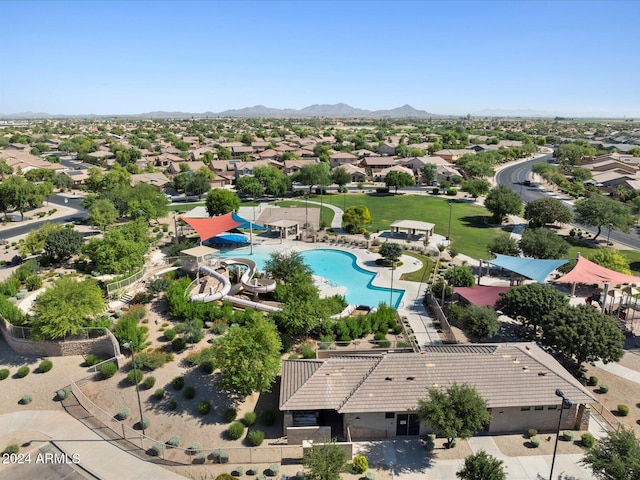 drone / aerial view with a mountain view