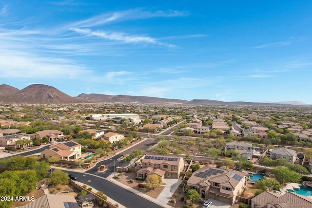 drone / aerial view featuring a mountain view