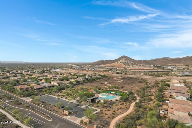 bird's eye view with a mountain view