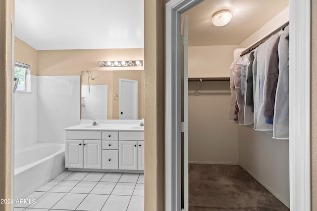 bathroom with vanity and tile patterned floors