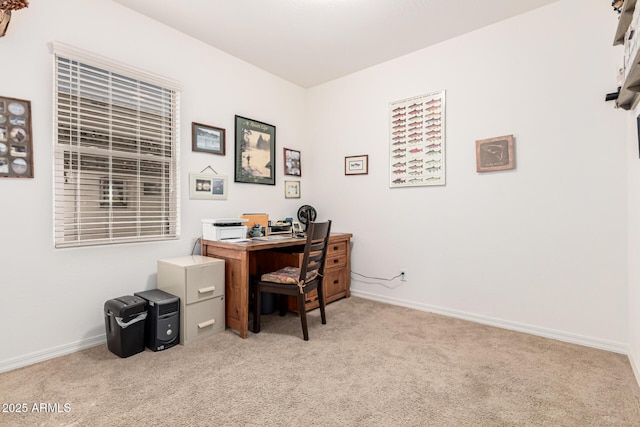 view of carpeted office space