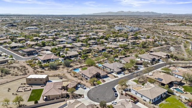 birds eye view of property featuring a residential view and a mountain view