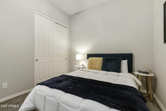 carpeted bedroom with a closet