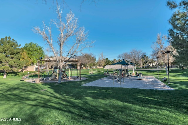 view of play area featuring a yard