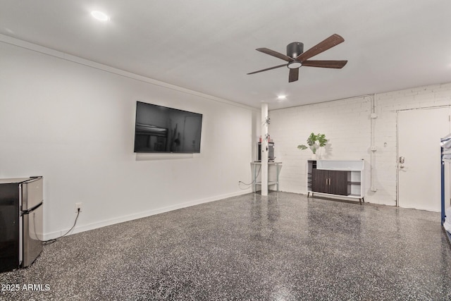 unfurnished living room featuring ceiling fan