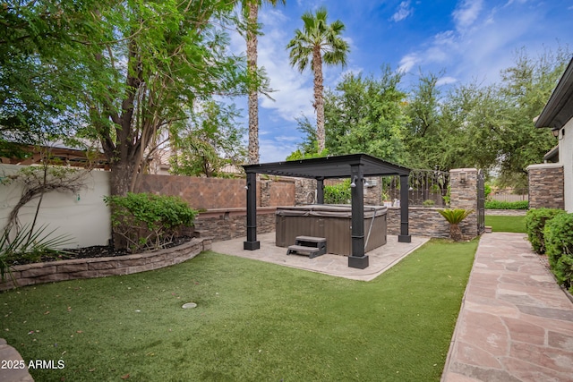 4711 E Buckboard Ct, Gilbert, AZ 85297 - view of yard featuring a hot tub and a patio