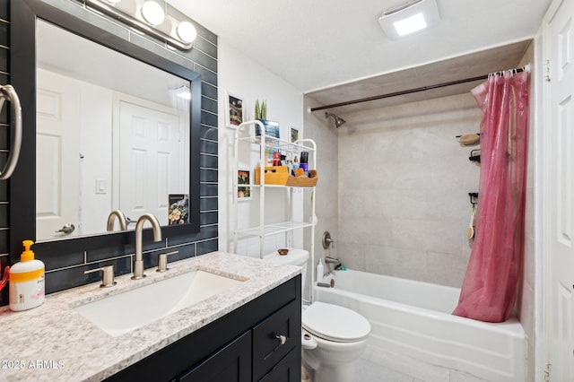 1101 E Bethany Home Rd Unit 1, Phoenix, AZ 85014 - full bathroom with shower / bath combo with shower curtain, toilet, vanity, and tile patterned floors