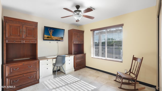 833 N 110th St, Mesa, AZ 85207 - office with a ceiling fan, baseboards, and built in study area