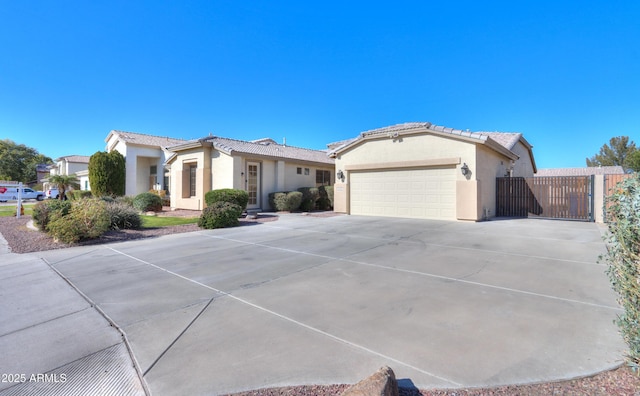 single story home with a garage