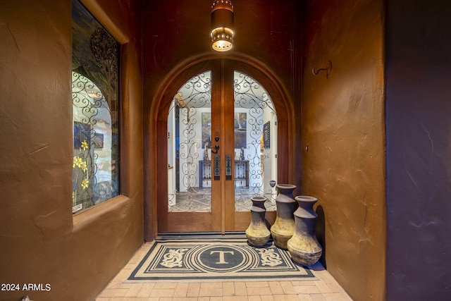 doorway to property with french doors