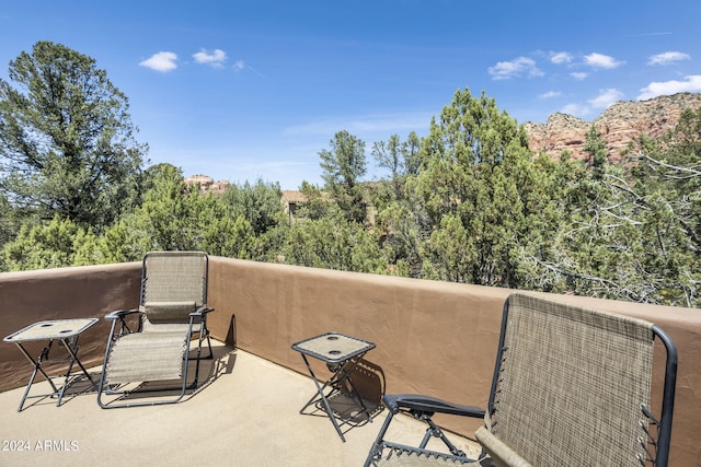 balcony with a mountain view