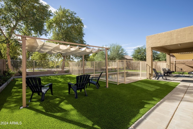 view of yard featuring a pergola and a patio