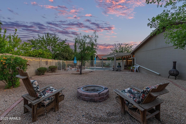 15849 N 46th Pl, Phoenix, AZ 85032 - fenced backyard with an outdoor fire pit